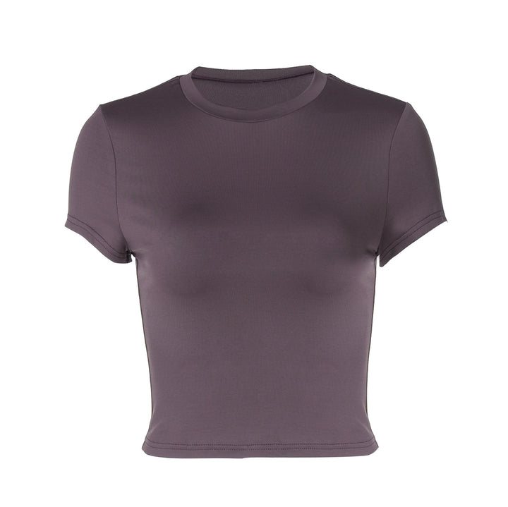Damen figurbetontes T-Shirt mit kurzem Arm und dekorativem Raffungselement Drune