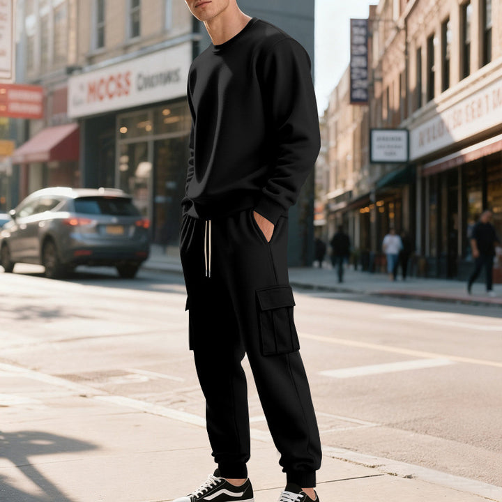 Herren Utility-Cargo-Jogger aus French Terry mit Mehrfachklappen & Tunnelzug Drune