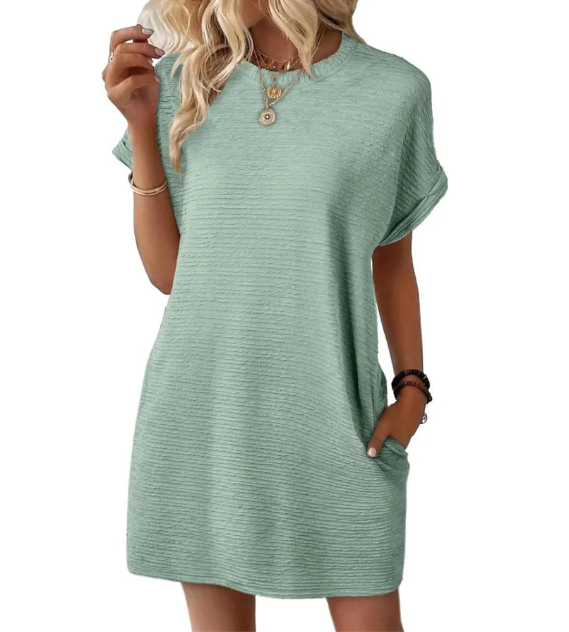 Damen lässiges V-Ausschnitt Kleid mit weitem Schnitt