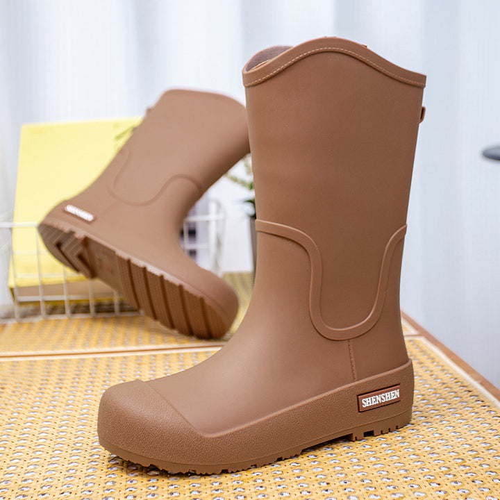 Damen Mittelhohe wasserdichte Gummistiefel mit griffiger Profillaufsohle Drune