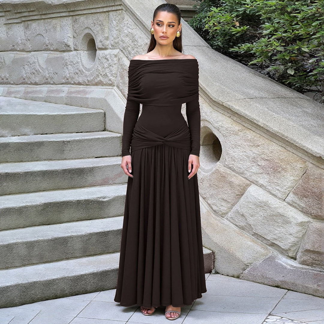 Damen Wickelkleid mit voluminösem Rüschensaum und elegantem Off-Shoulder-Design Drune