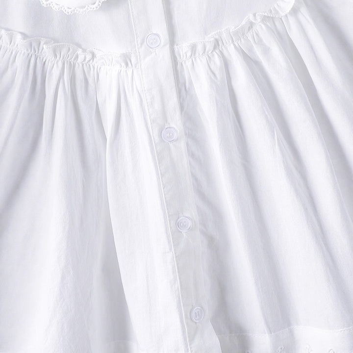 Mädchen Bluse mit eleganten Rüschenärmeln und klassischem Kragen Drune