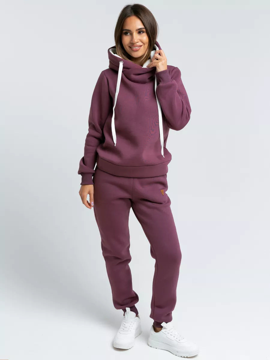 Damen Loungewear-Set mit Schalkragen-Hoodie und taillierter Jogginghose Drune