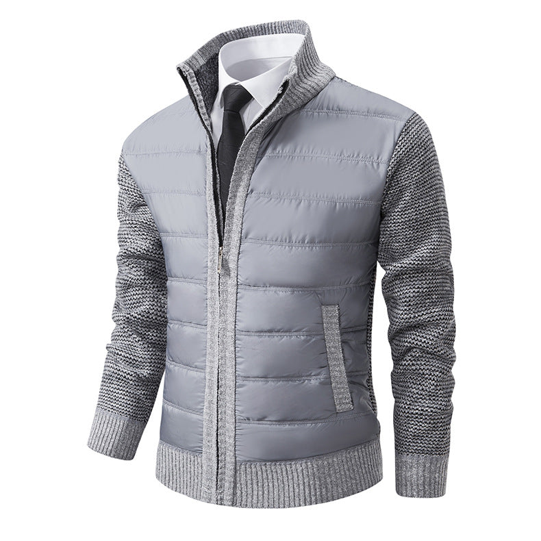 Herren nan gesteppte Hybrid-Strickjacke mit Stehkragen Reißverschluss und Eingrifftaschen Drune
