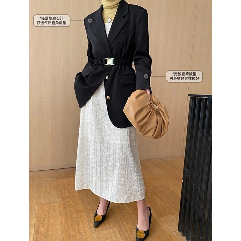 Damen eleganter Oversized Blazer mit strukturiertem Gewebe Drune