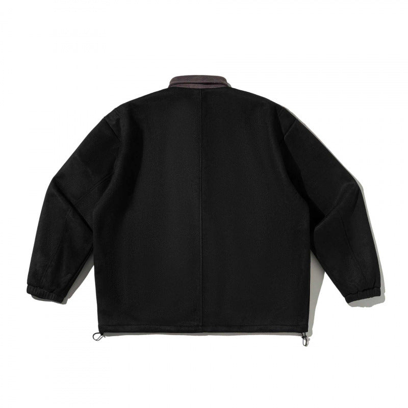 Herren Kastenförmige Wollmix-Blousonjacke mit Cordkragen, Pattentaschen und Tunnelzugsaum Drune