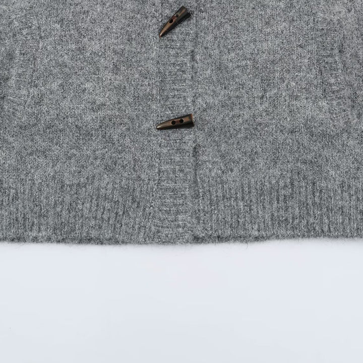 Damen Norweger-Strickjacke mit Stehkragen und Holzknopfverschlüssen Drune