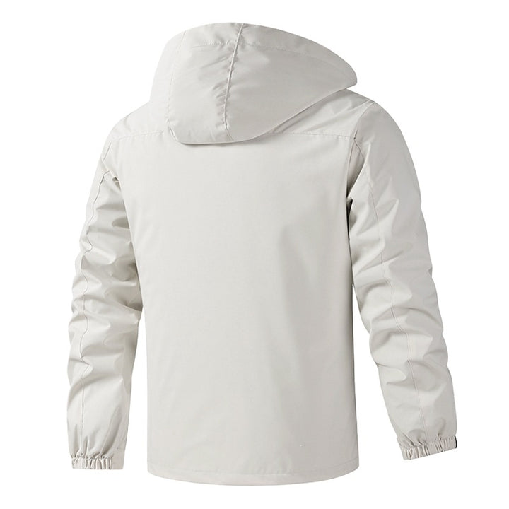 Herren Atmungsaktive wasserabweisende Kapuzen-Outdoorjacke mit kariertem Innenfutter, Multifunktions-Taschen & verstellbarer Kapuze Drune