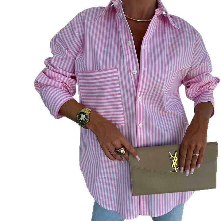 Damen Elegante gestreifte Bluse mit lässigem Schnitt Drune