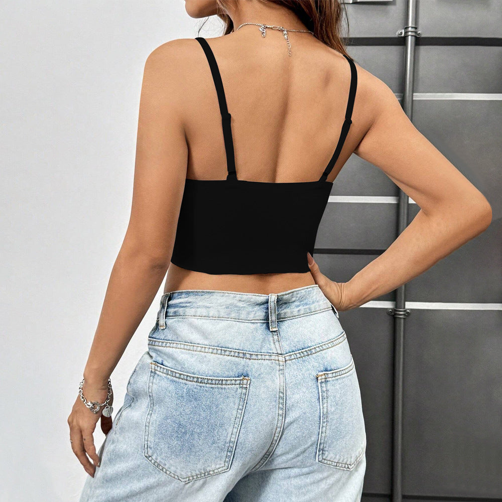Damen cropped Top mit knotenförmigem Design und schulterfreien Trägern Drune