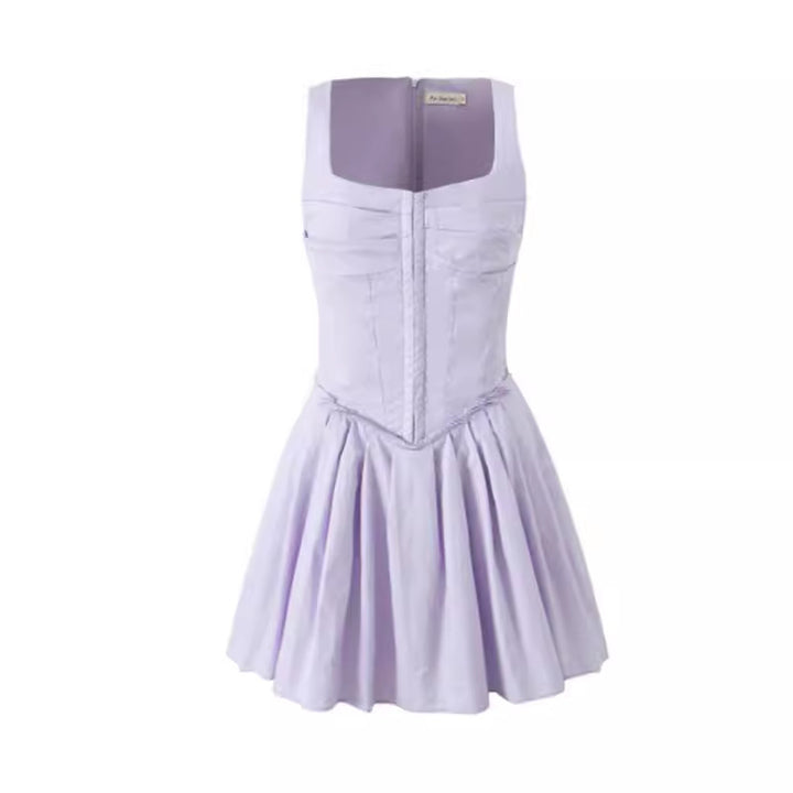 Damen modisches Sommerkleid mit taillierter Silhouette und durchgehenden Knöpfen Drune