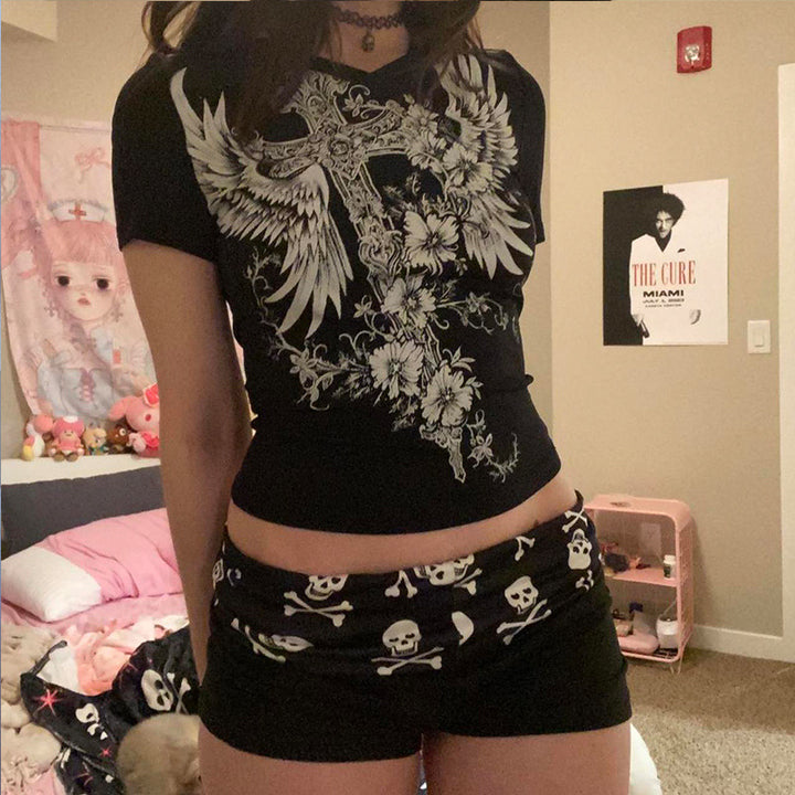 Damen Baumwoll-Boxershorts mit Totenkopf-Muster Drune