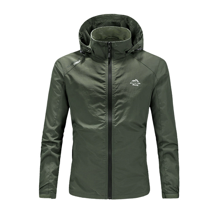 Herren Ultraleichte packbare Outdoorjacke mit hohem Kragen, Kapuze und atmungsaktivem Meshfutter Drune