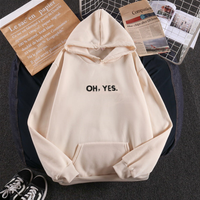 Damen nan Kapuzenpullover mit weichem Innenfutter, Kängurutasche und dezentem Frontprint Drune
