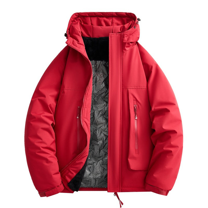 Herren wasserabweisende gefütterte Winterjacke mit Kapuze und weichem Fleece-Innenfutter Drune