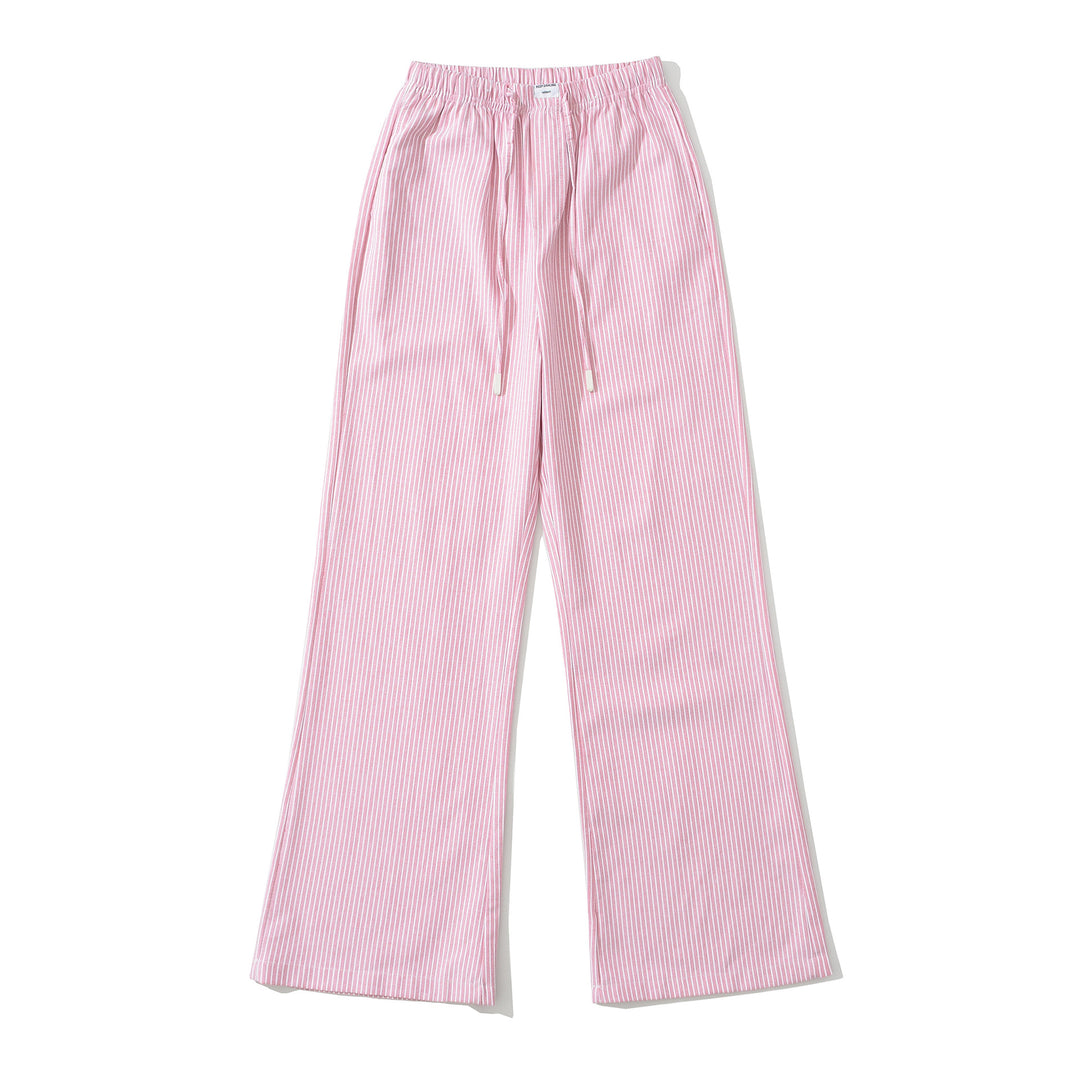 Damen Weite Jersey-Hosen im lässigen Streifen-Look mit elastischem Bund und Kordelzug Drune