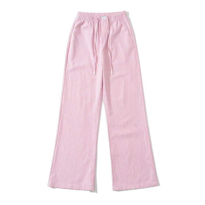 Damen Weite Jersey-Hosen im lässigen Streifen-Look mit elastischem Bund und Kordelzug Drune