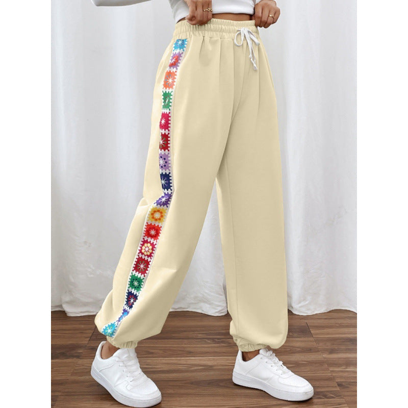 Damen Sportliche Freizeithose mit buntem Streifen Drune
