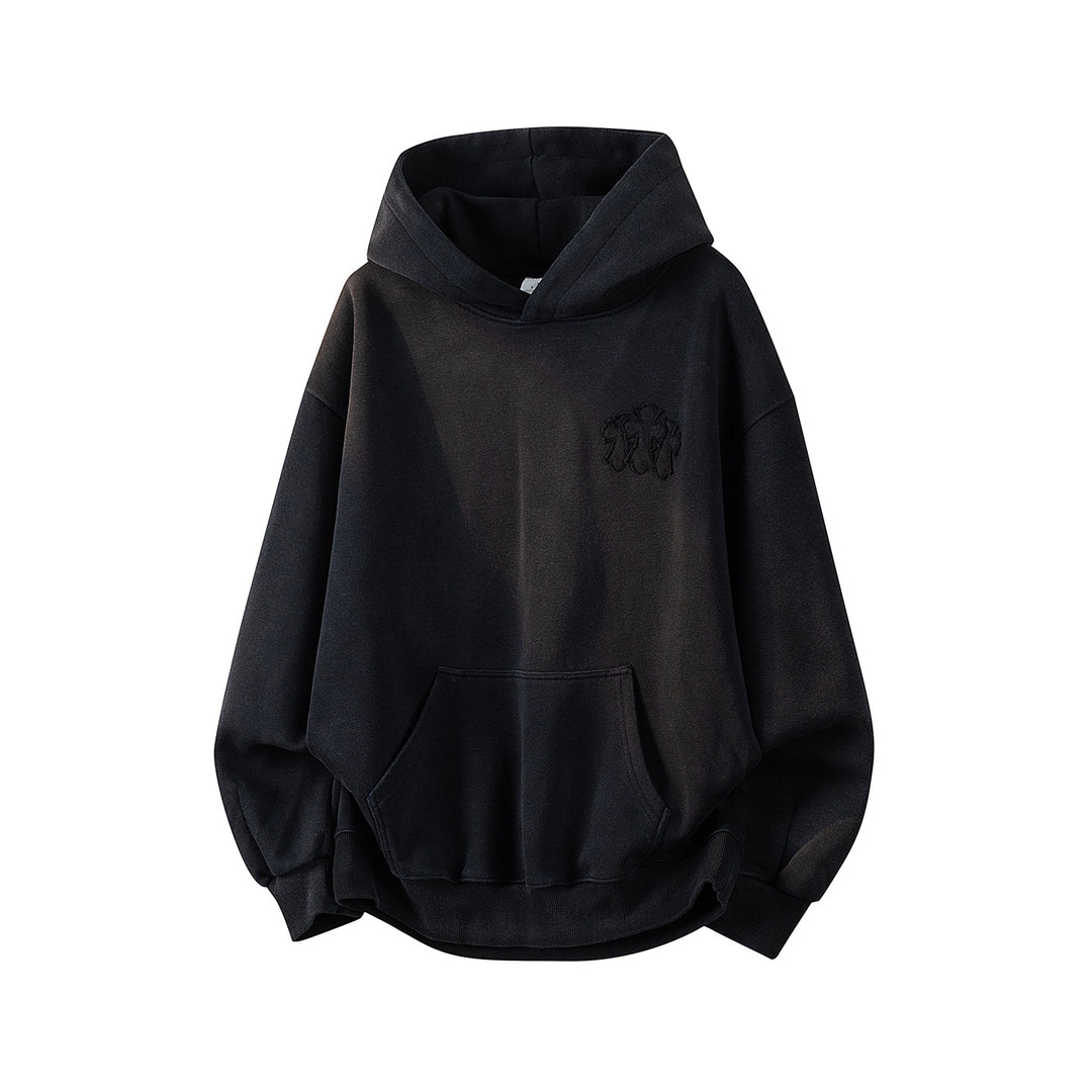 Unisex Oversize Kapuzenpullover mit handschriftlichem Grafik-Print, Kängurutasche & geripptem Saum Drune