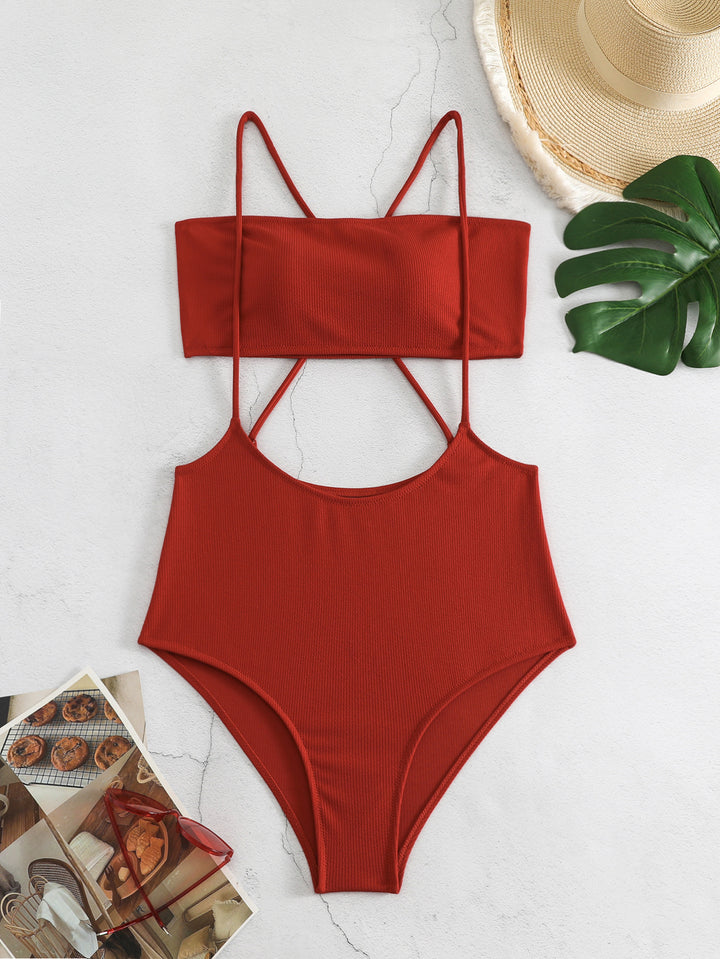 Damen Sportlicher Hochgeschnittener Bikini Drune