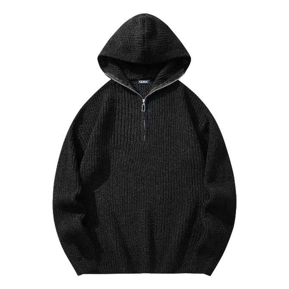 Herren Grobstrick Pullover mit Kapuze und Reißverschluss Drune