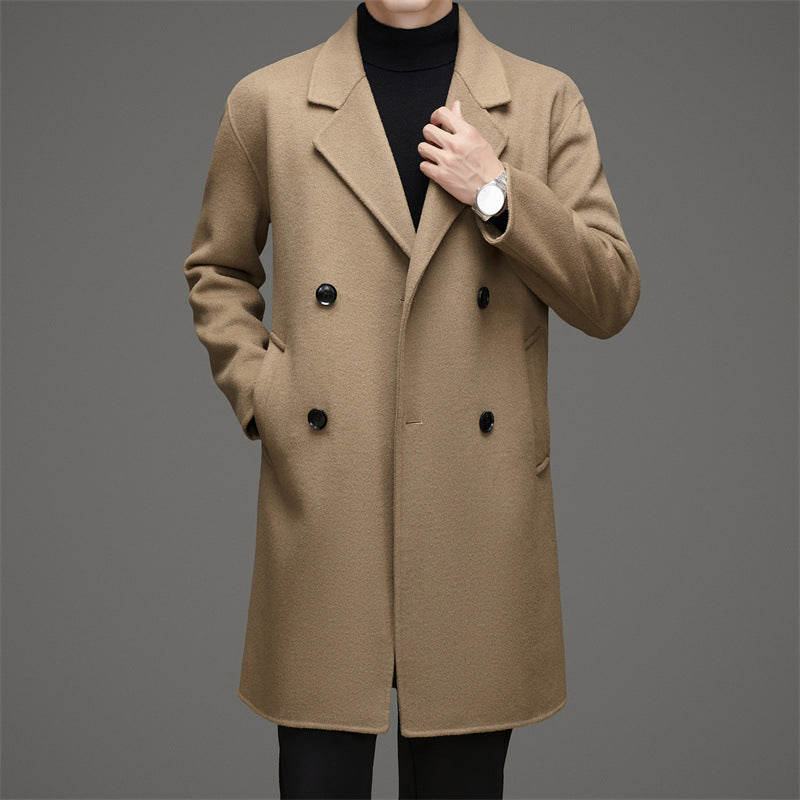 Herren eleganter Wollmantel mit doppelt gearbeiteter Knopfleiste und praktischen Taschen Drune