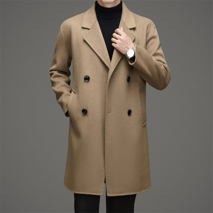 Herren eleganter Wollmantel mit doppelt gearbeiteter Knopfleiste und praktischen Taschen Drune