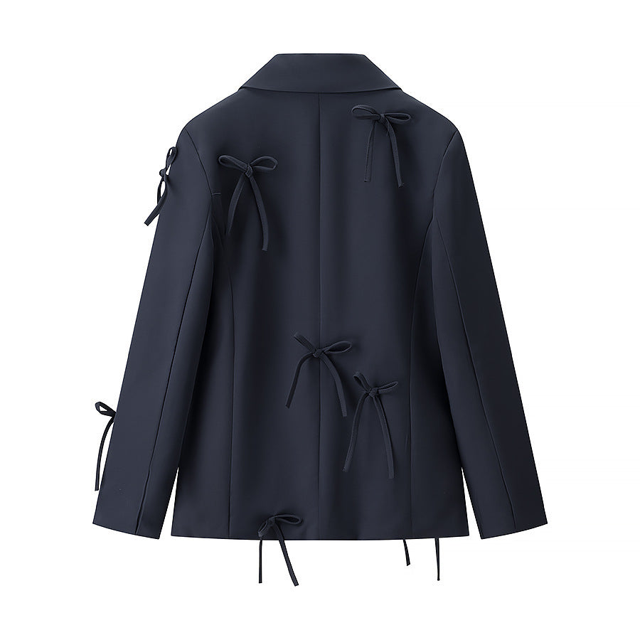 Damen modische Blazerjacke mit dekorativen Binde-Details Drune