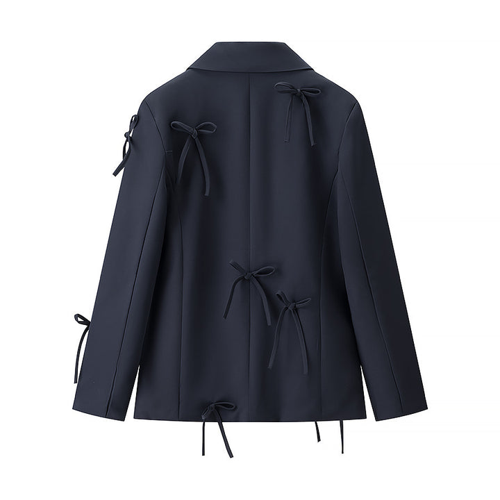 Damen modische Blazerjacke mit dekorativen Binde-Details Drune