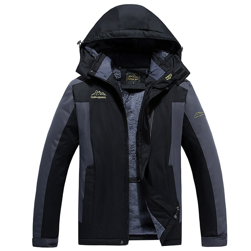 Herren isolierte Fleece-Layer Outdoorjacke mit abnehmbarer Kapuze und winddichter Außenhülle Drune