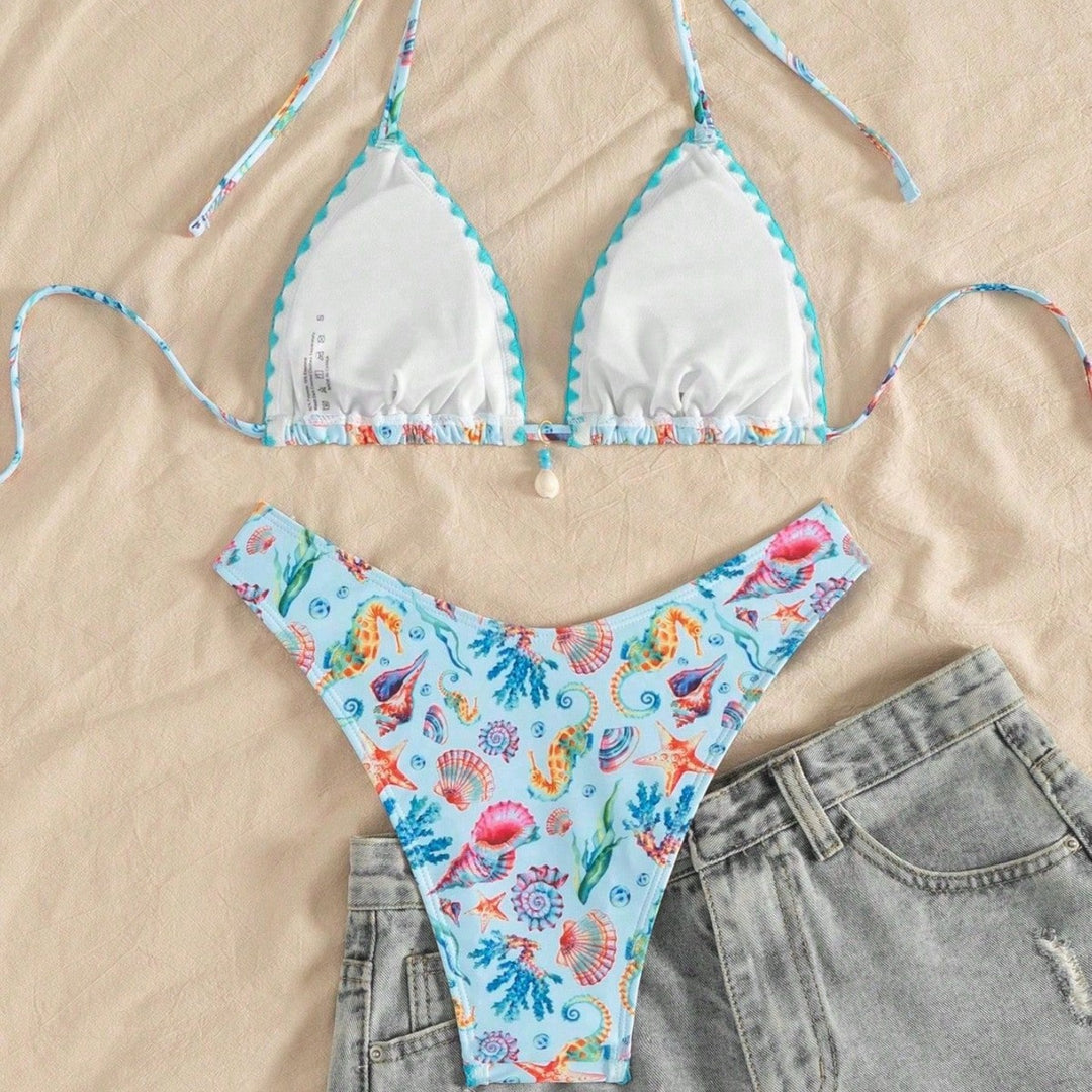 Damen Triangel-Bikini mit maritimem Muster Drune