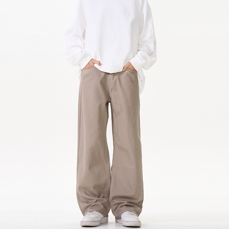 Unisex Weit geschnittene Chinohose mit tiefem Schritt und lässigem Bund Drune