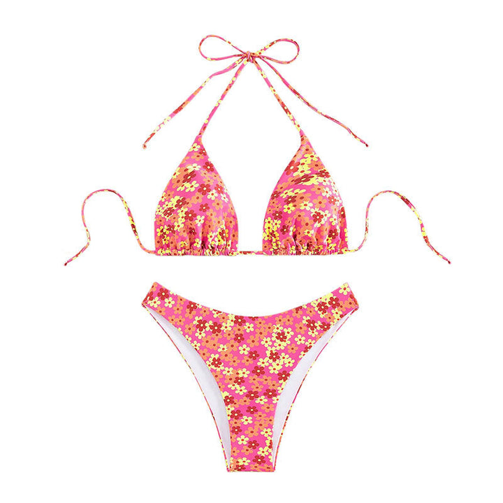 Damen Triangel-Bikini mit modischem Blumendesign und hohem Beinausschnitt Drune