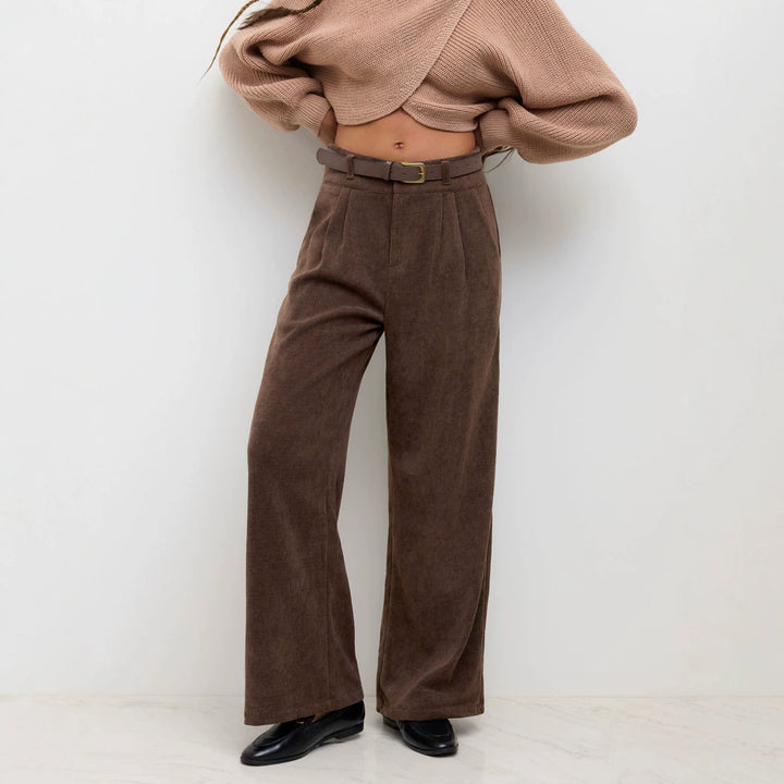 Damen Elegante und Weit geschnittene Cordhose Drune