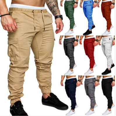 Herren nan taillierter Cargo-Jogger mit elastischem Bund, Kordelzug und aufgesetzten Taschen Drune