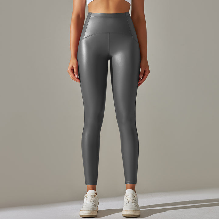Damen Hochtaillierte, glänzende Fitness-Leggings mit sculptierendem Effekt Drune