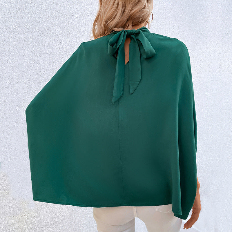 Damen Elegante Bluse mit Stehkragen und Seitenschlitzen Drune
