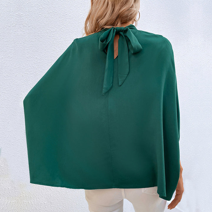 Damen Elegante Bluse mit Stehkragen und Seitenschlitzen Drune