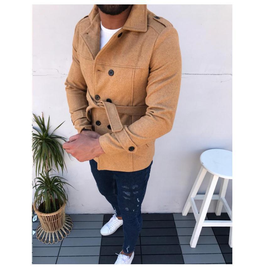 Herren modische Designerjacke mit doppeltem Reihenverschluss und Gürtel Drune