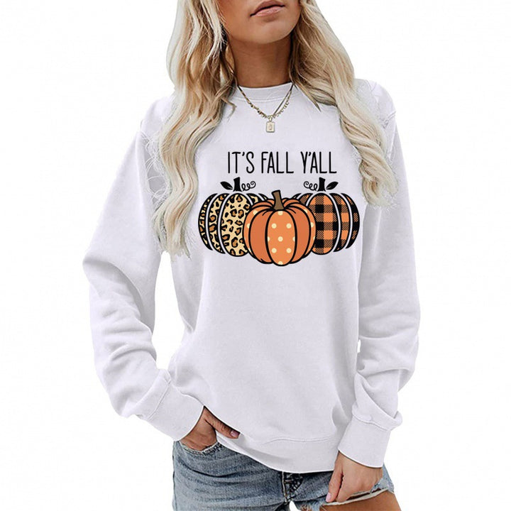 Damen nan lässiges Herbst Sweatshirt mit Kürbismotiv und Rundhalsausschnitt Drune