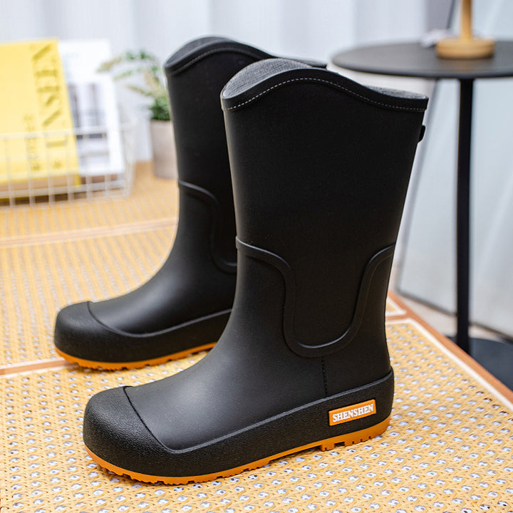 Damen Mittelhohe wasserdichte Gummistiefel mit griffiger Profillaufsohle Drune