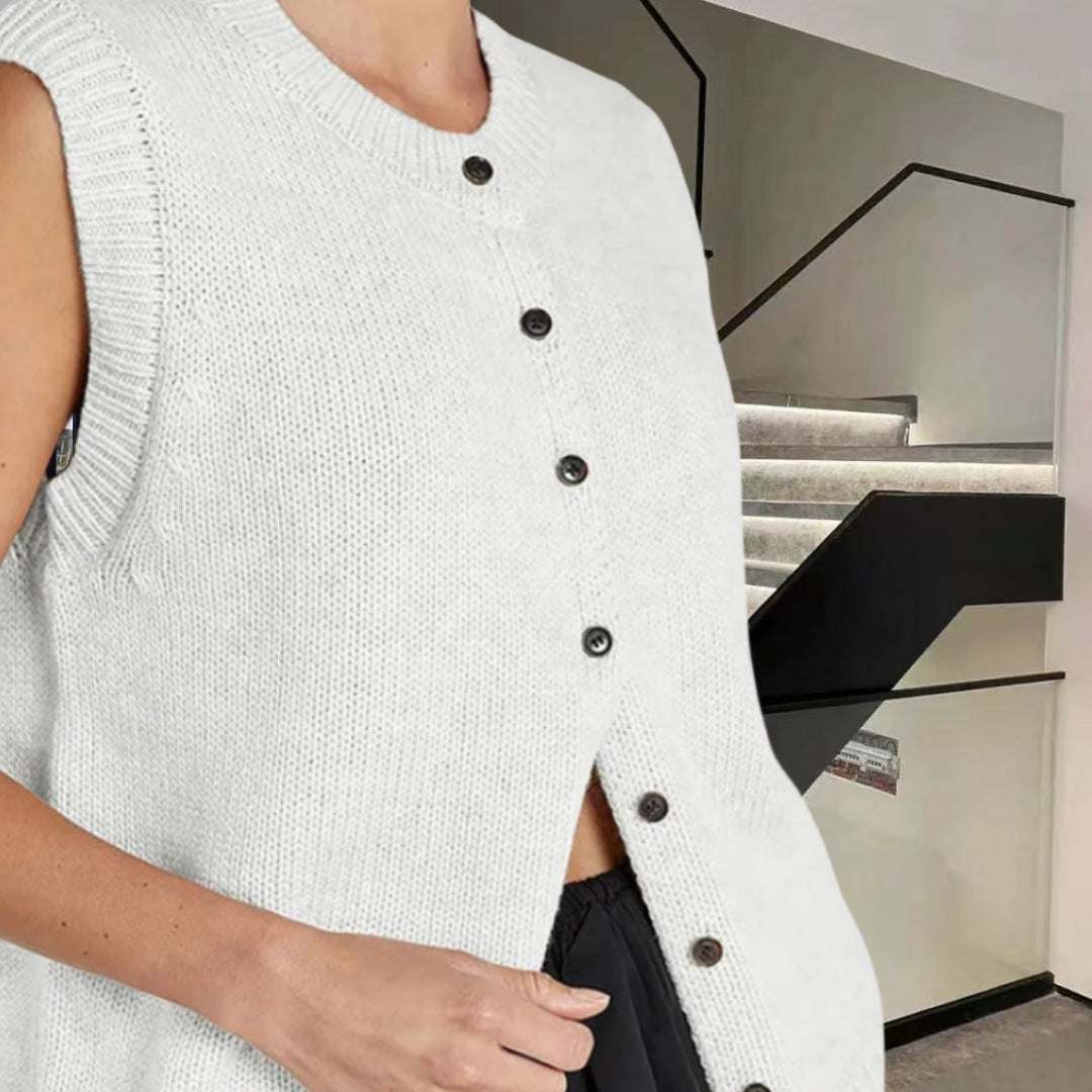 Damen Strickweste mit Knopfleiste und modernem Schnitt Drune
