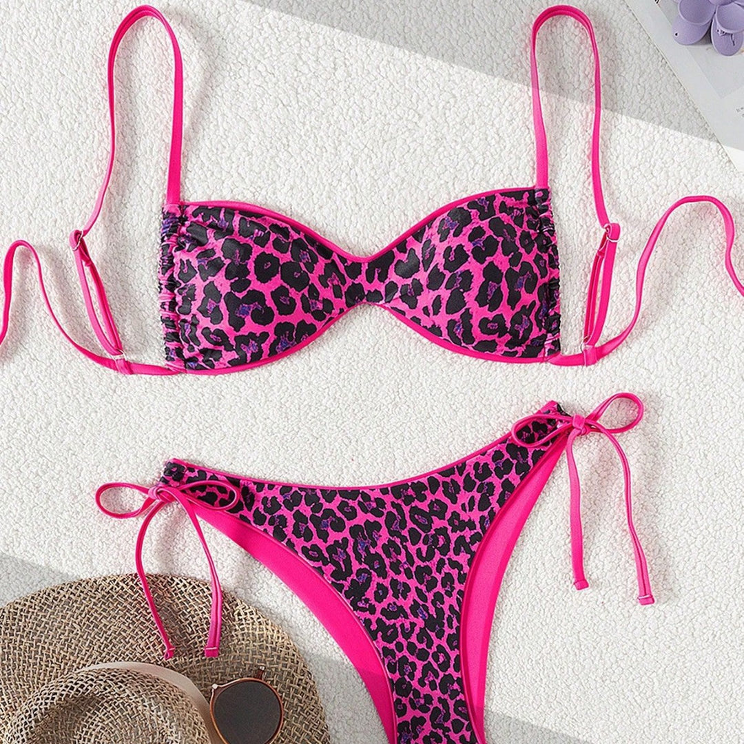 Damen Push-Up Bikini mit raffiniertem Animal-Print und verstellbaren Trägern Drune