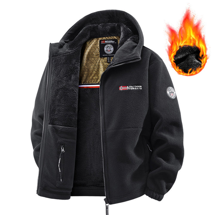 Herren Fleecejacke mit Kapuze Drune