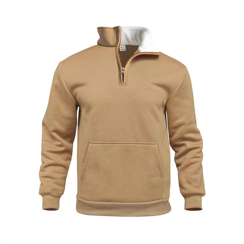 Herren sportlicher Kapuzenpullover mit halbem Reißverschluss und praktischer Kängurutasche Drune
