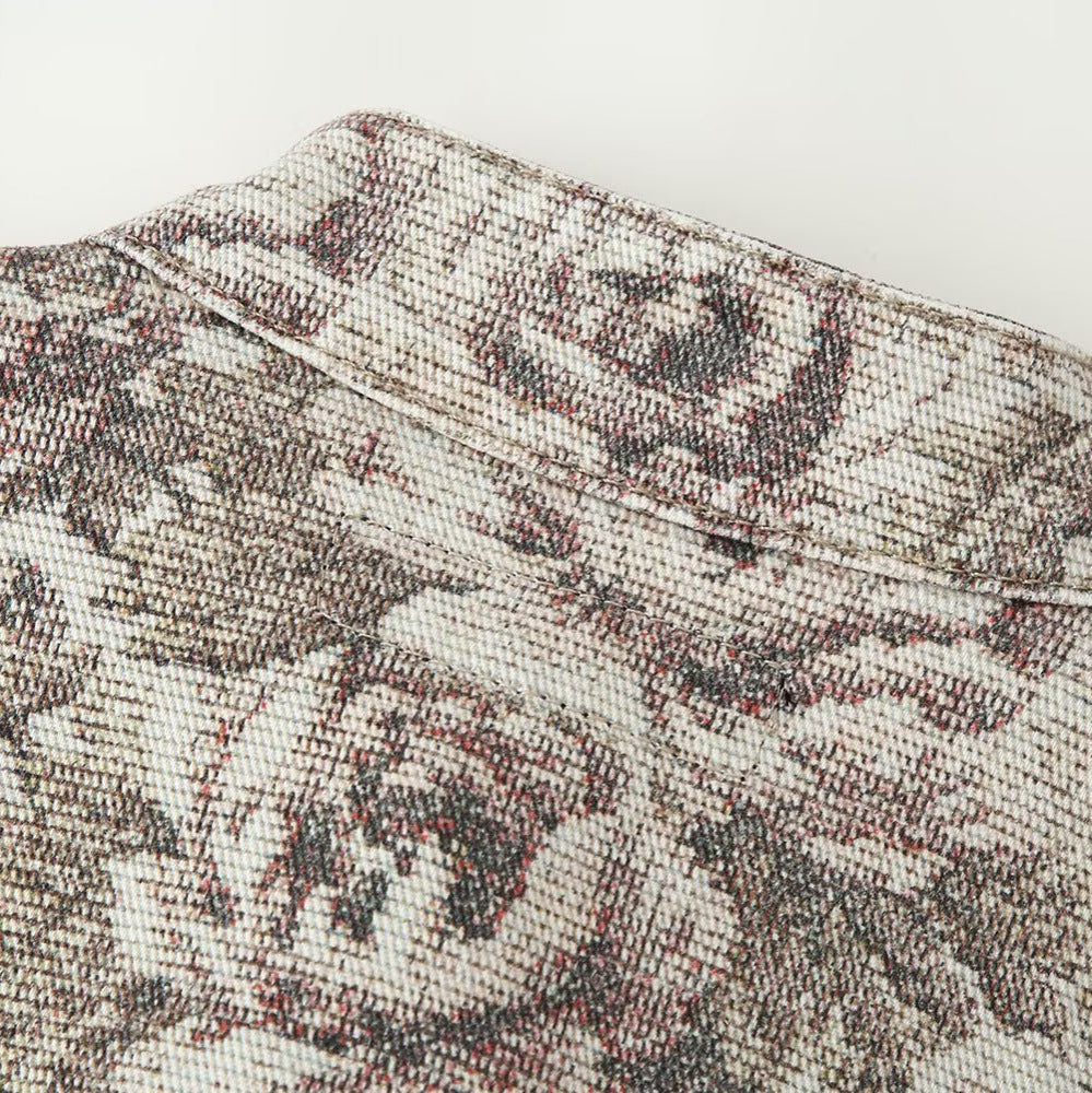 Damen Taillierte Jacquard-Jacke mit Stehkragen und Schößchen Drune