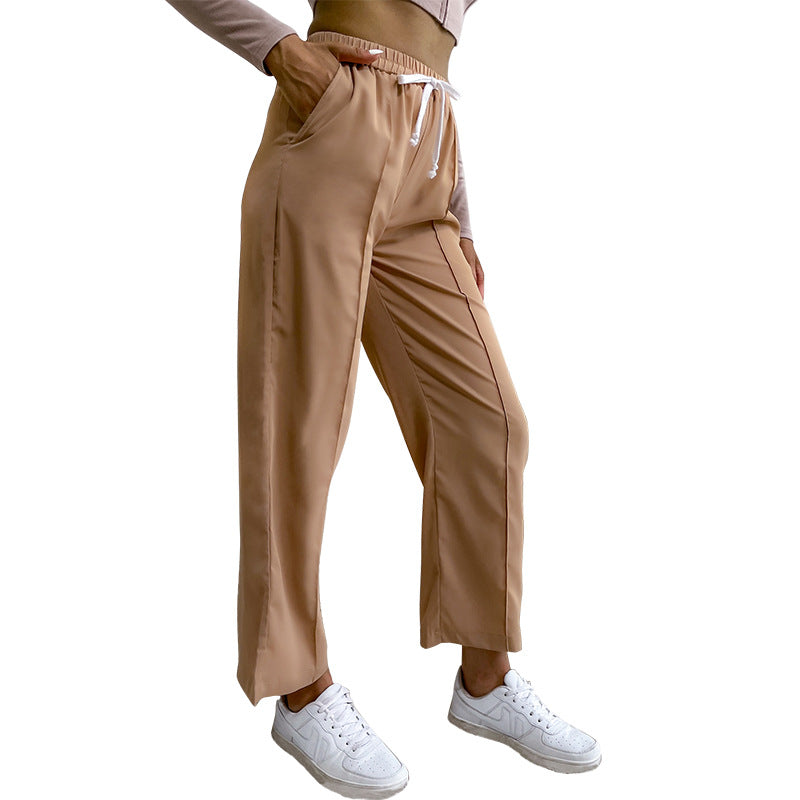 Damen Relaxed-Hose mit Elastikbund, Kordelzug und Bügelfalte Drune