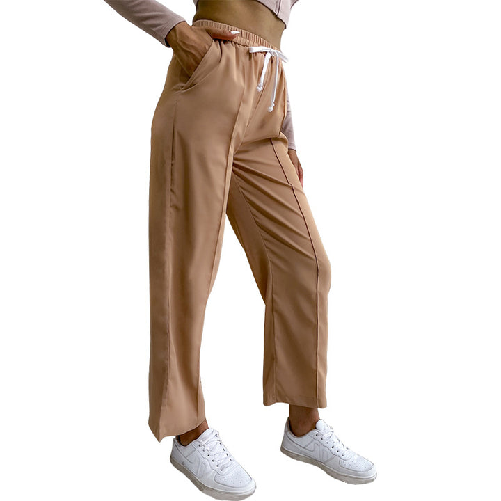 Damen Relaxed-Hose mit Elastikbund, Kordelzug und Bügelfalte Drune