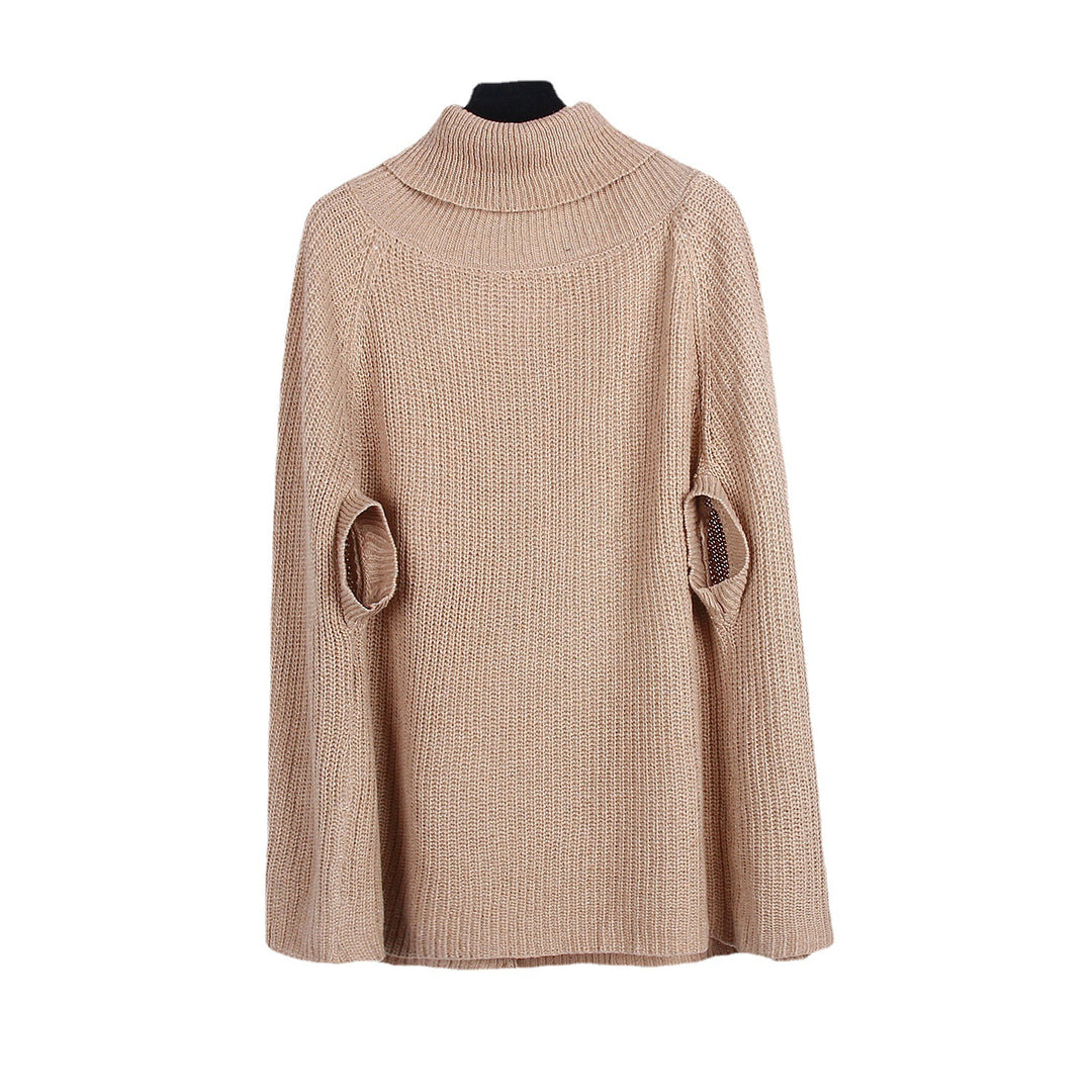 Damen Strickponcho mit hochgeschlossenem Kragen und lässigem Schnitt Drune