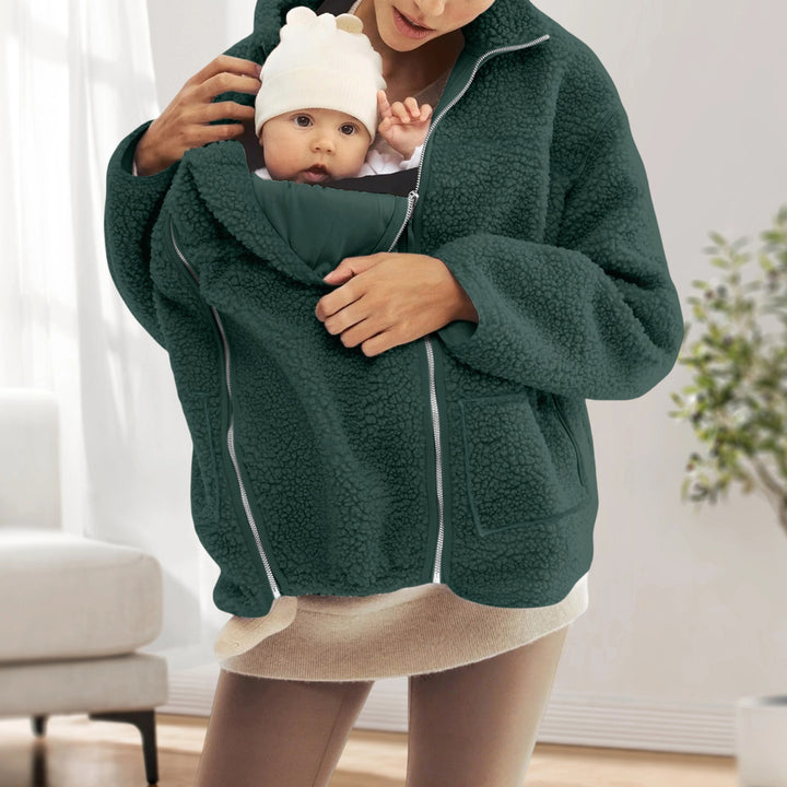 Damen nan oversized Teddyfleece Jacke mit Stehkragen und durchgehendem Reißverschluss Drune